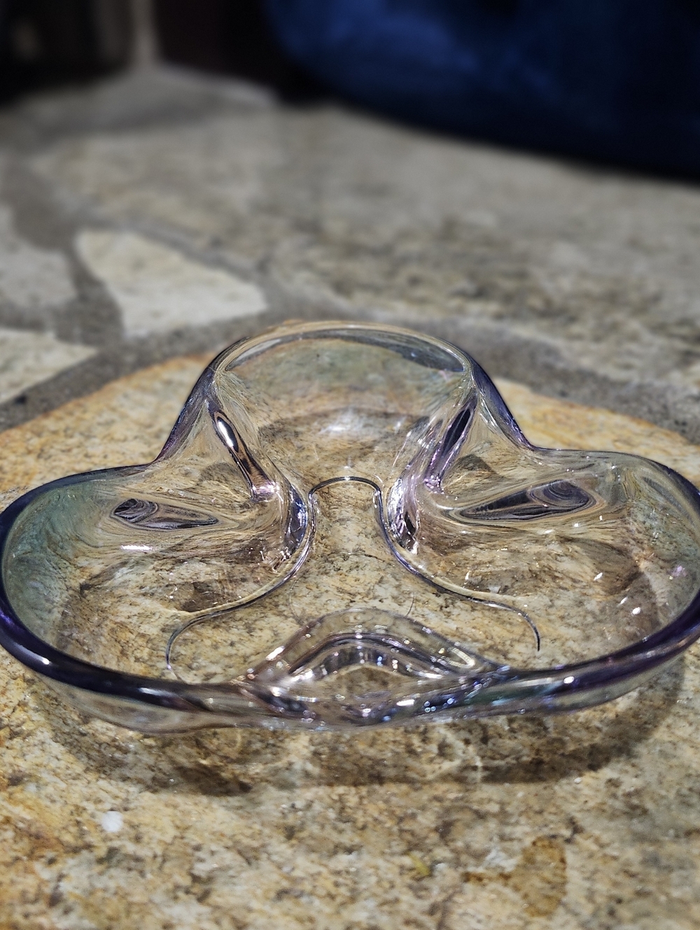 vintage iridescent art glass ashtray,catchall, or trinket Tray